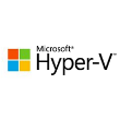 the microsoft hyper-v logo is on a white background .