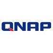the qnap logo is blue and red on a white background .