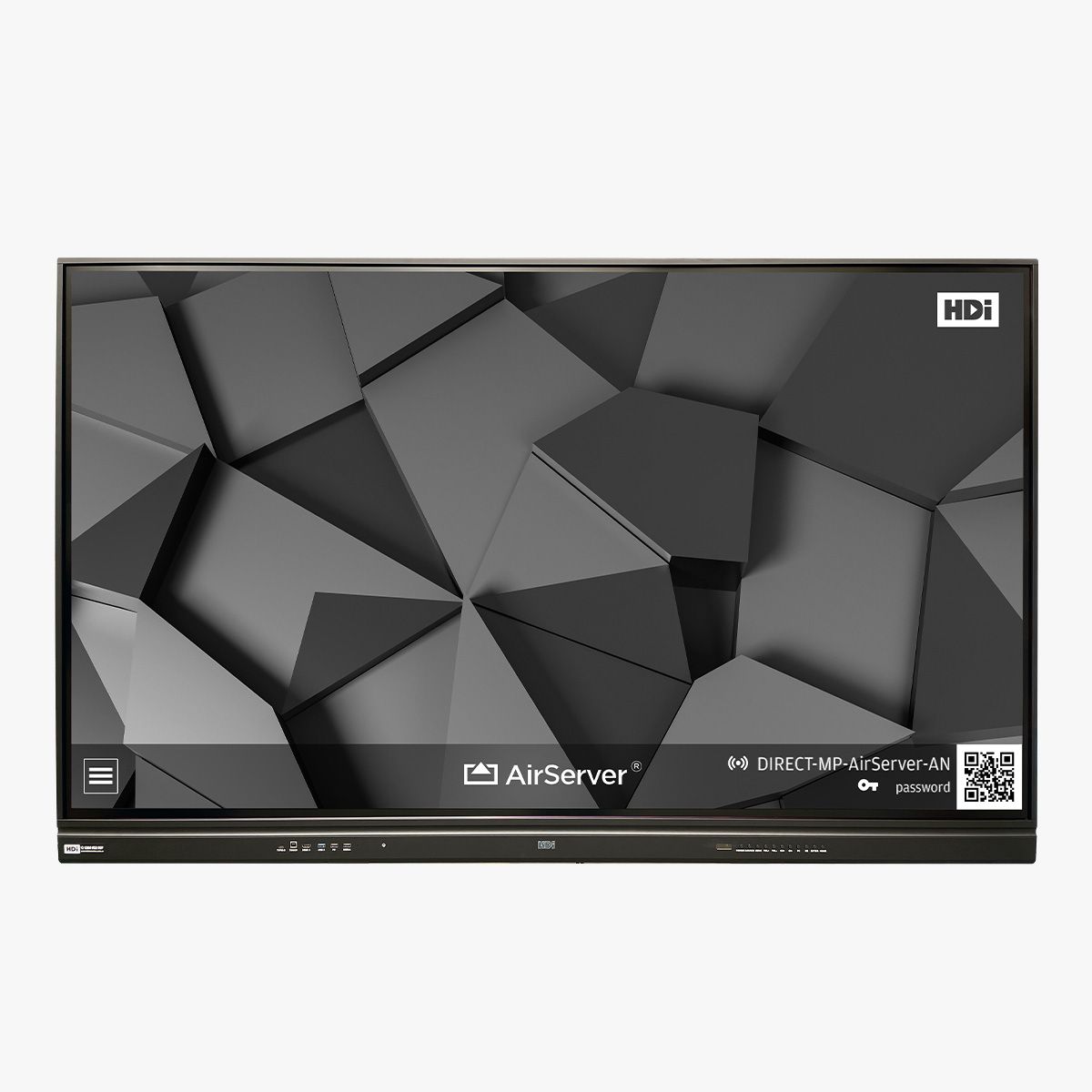 a flat screen tv with a geometric pattern on the screen .