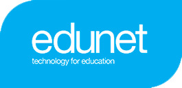 a blue logo for edunet technology for education