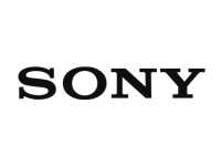 the sony logo is black and white on a white background .