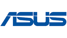 the asus logo is blue and white on a white background .