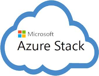 a blue cloud with the words microsoft azure stack on it