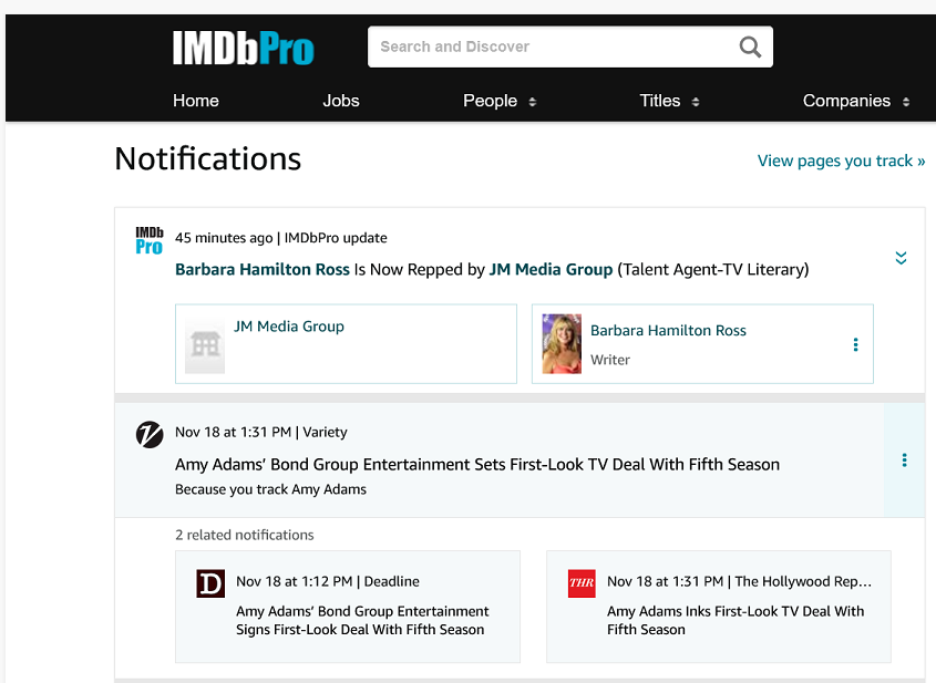 Barbara Ross imdb pro notification