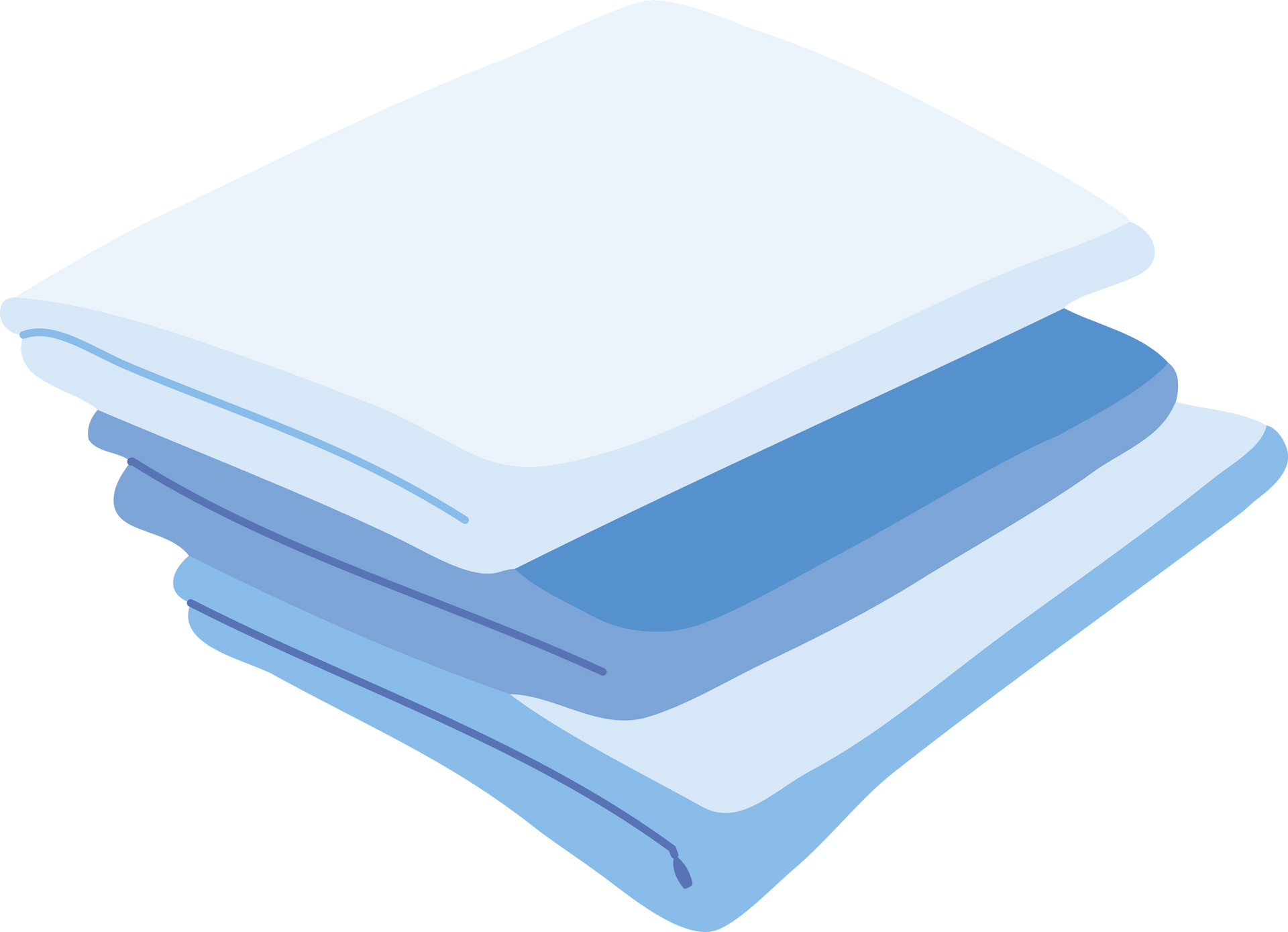 Una pila di asciugamani blu e bianchi su sfondo bianco.