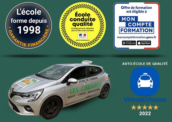 Les caraïbes auto-école éligible CPF et garantie financière