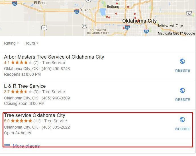 GMB listing for tree service client