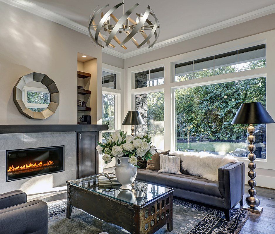 Metallic Home Lighting Fixture in Contemporary Living Room