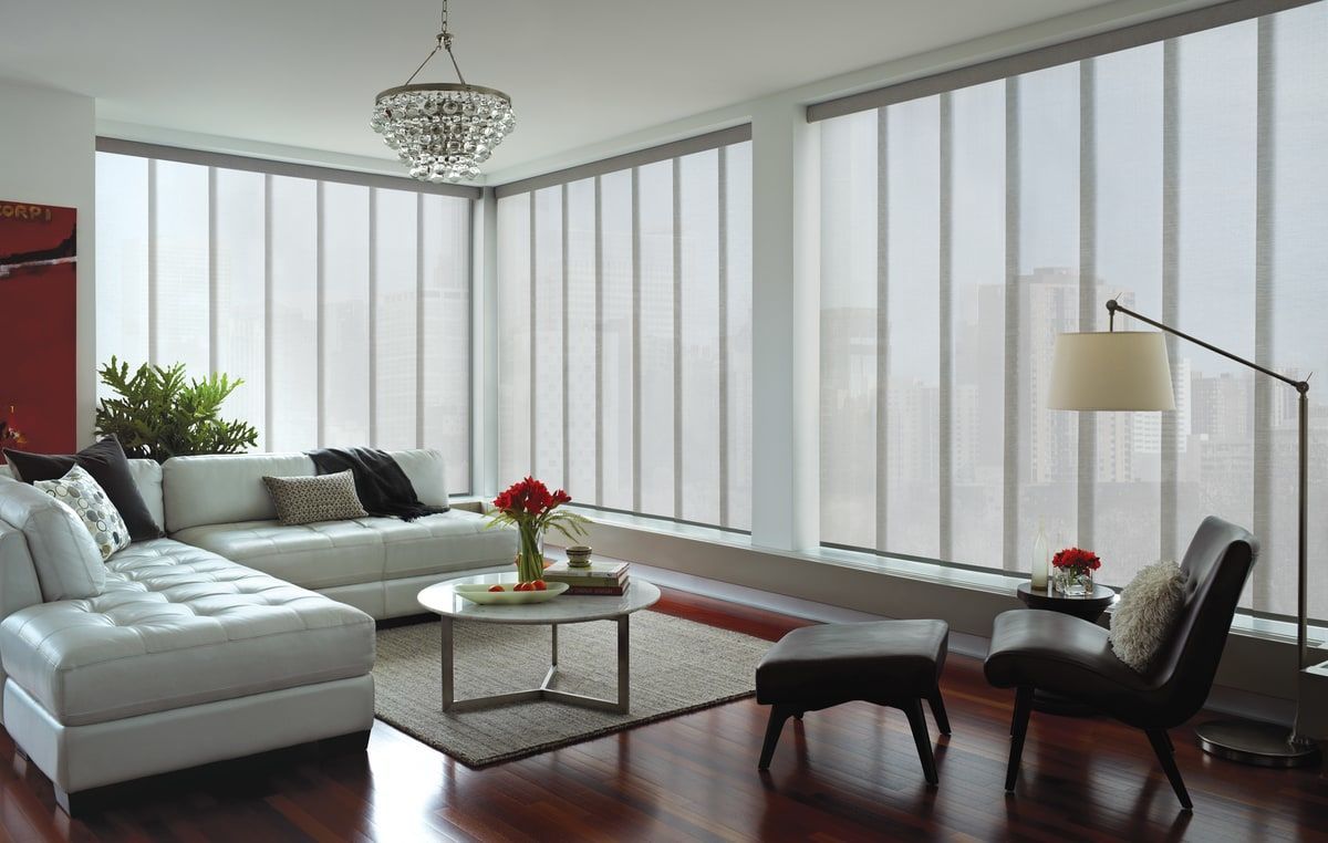 Custom Blinds and Chic Sitting Area