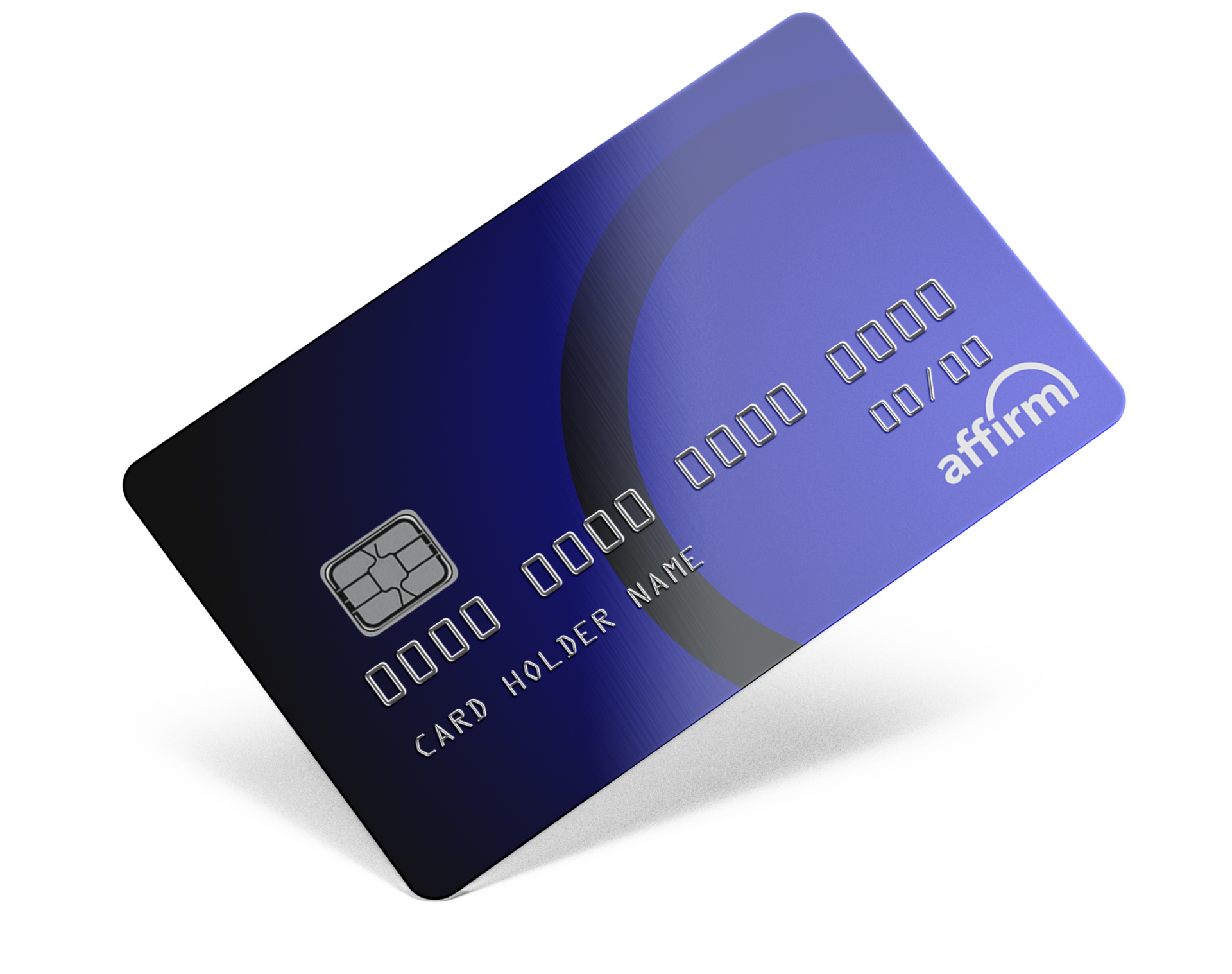 A blue credit card with the word affirm on it