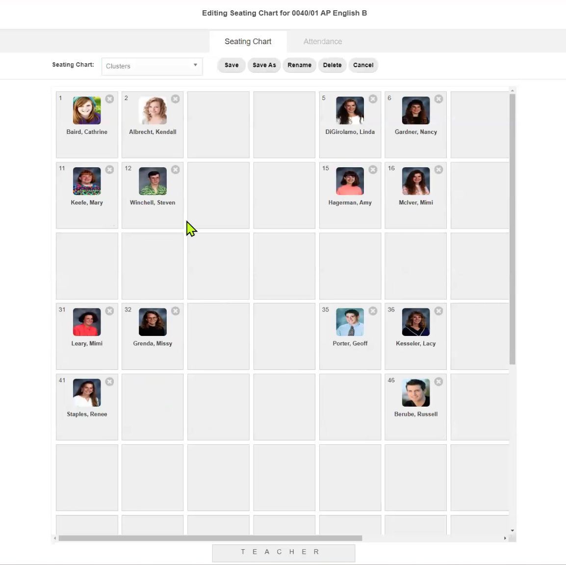 TeacherPlus Gradebook Seating Chart