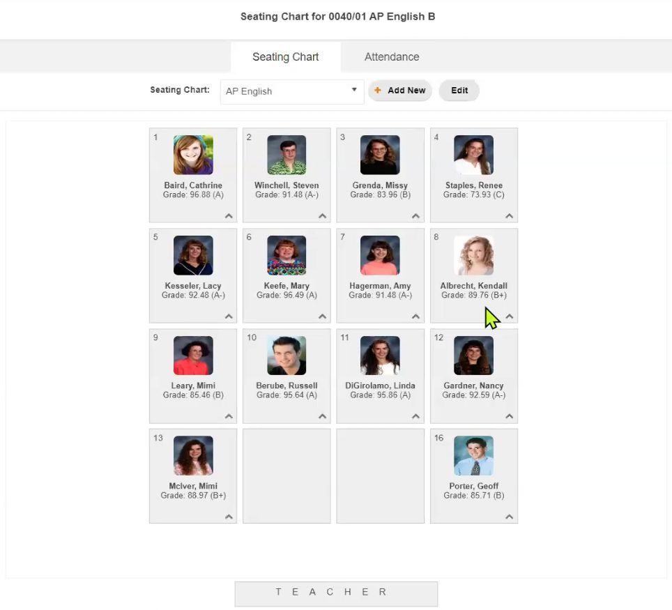 TeacherPlus Gradebook Seating Chart with Labels