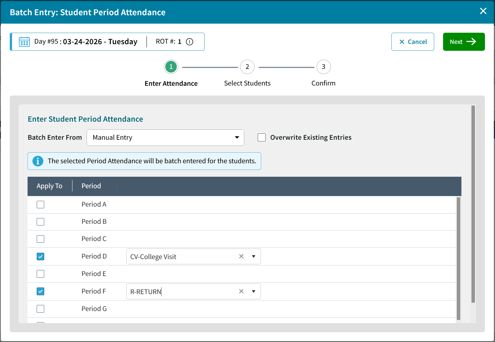 AdminPlus Batch Entry for Student Period Attendance