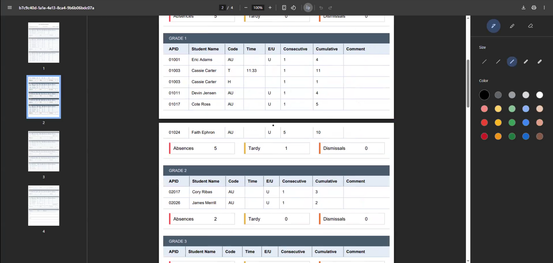 Browser Mark-up Tools for the AdminPlus Attendance Bulletin