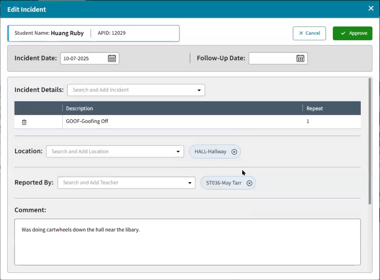 AdminPlus Incident Entry