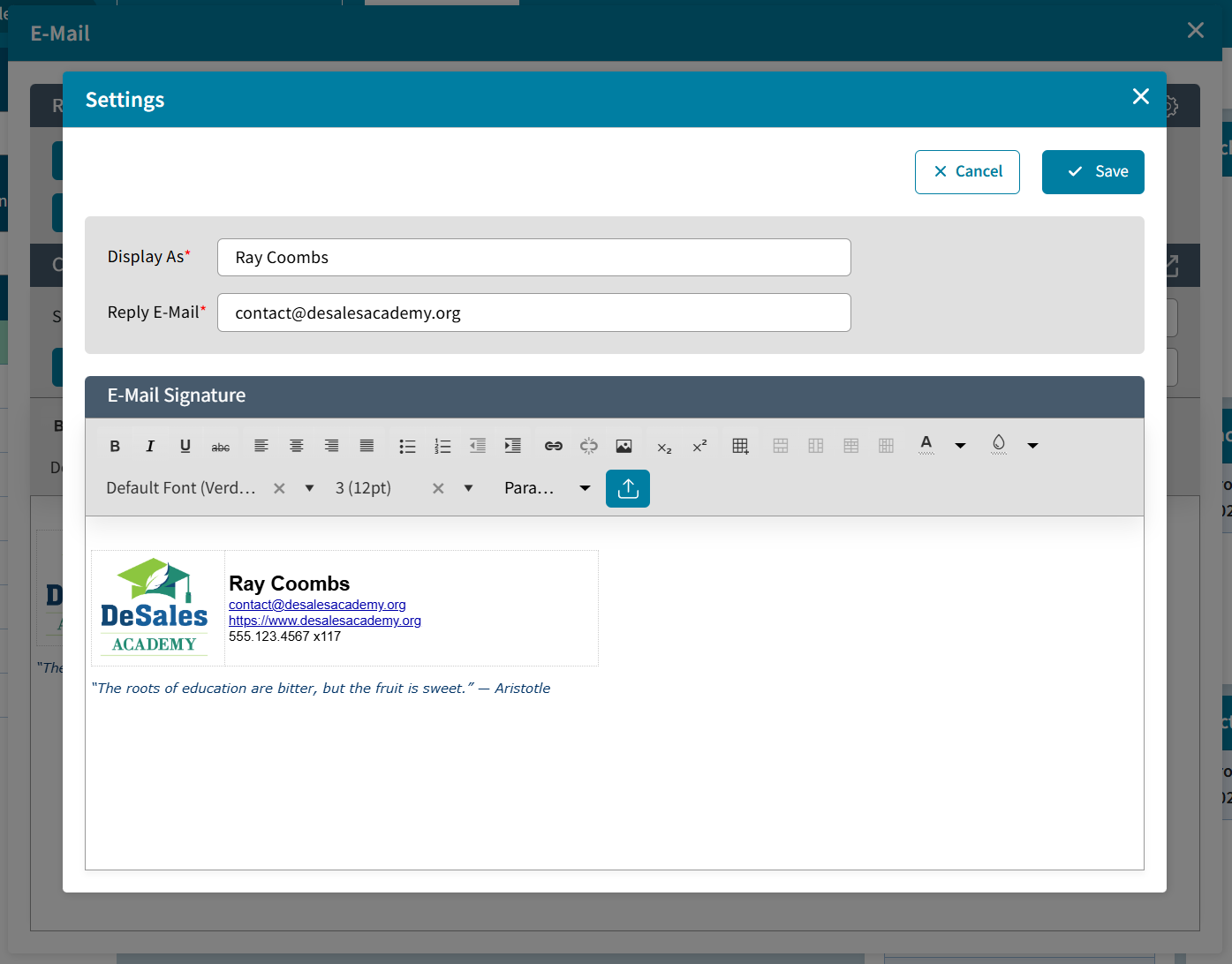 AdminPlus Email Signature Settings