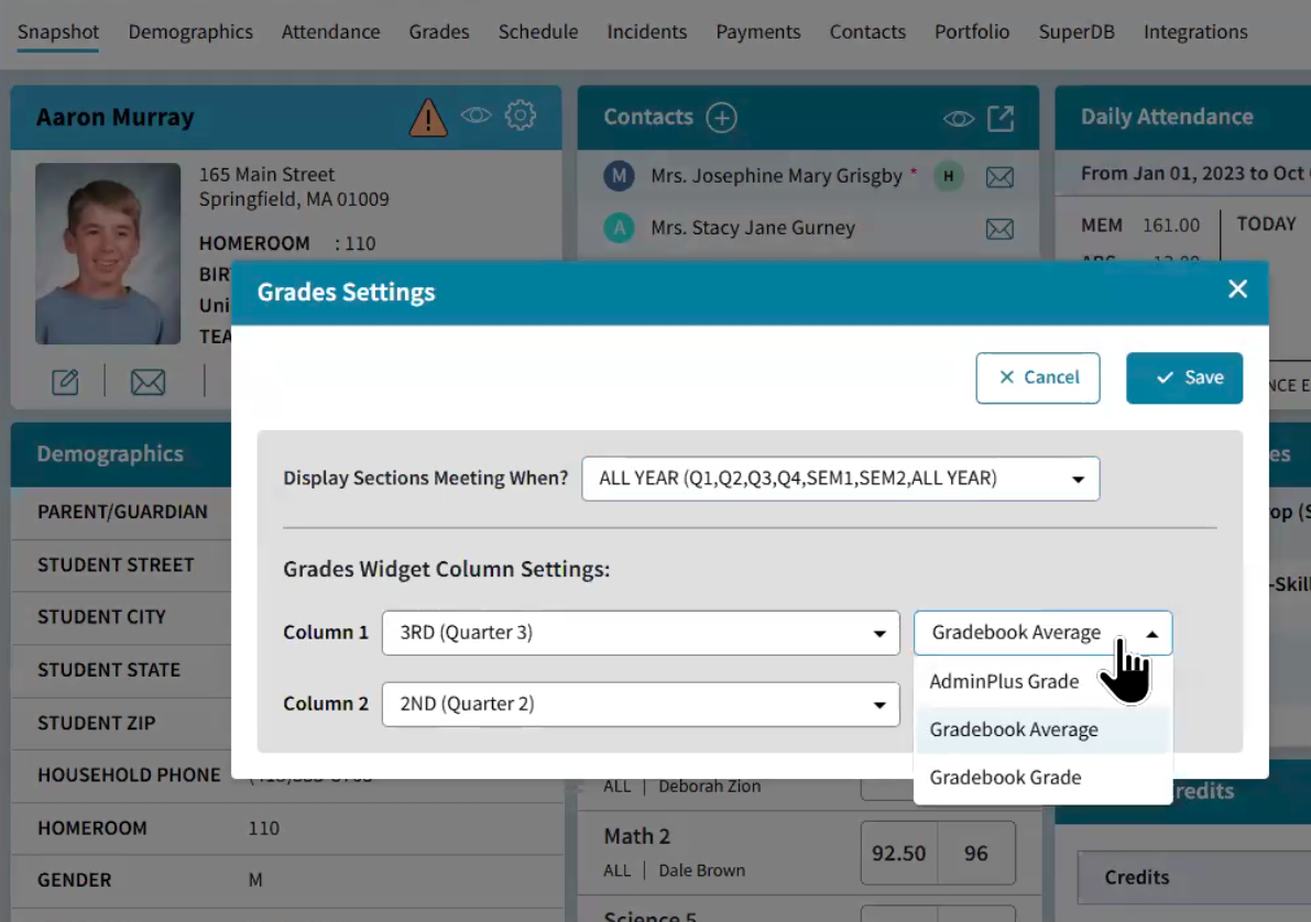 AdminPlus Grade Tile Settings