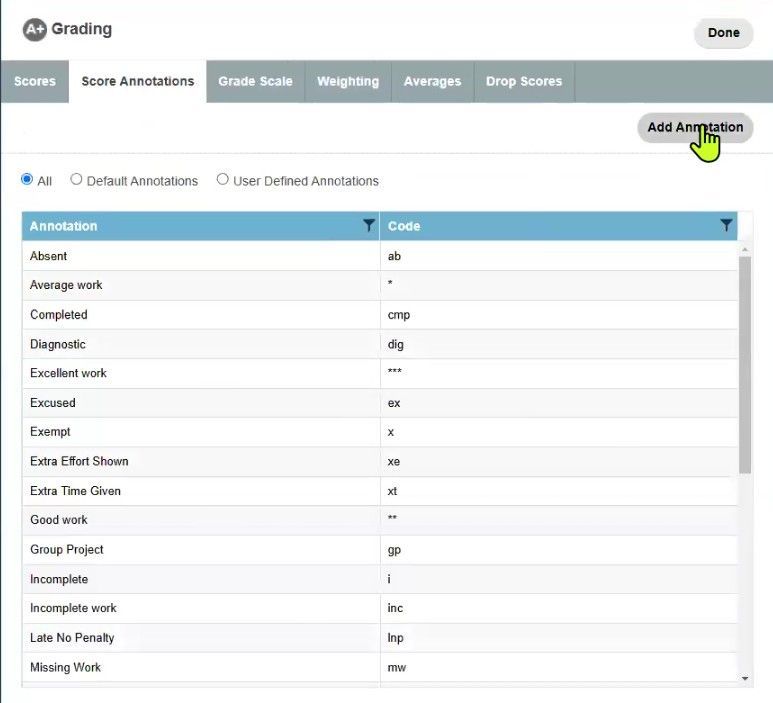 TeacherPlus Gradebook Add Annotations