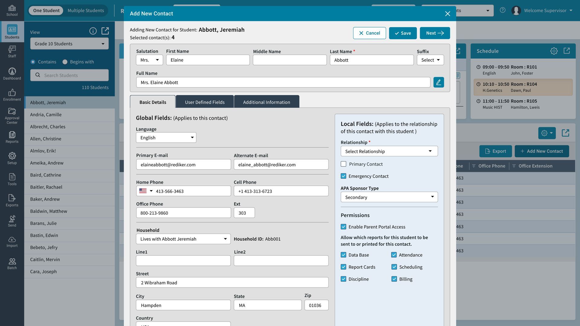Demographics: Add Contacts