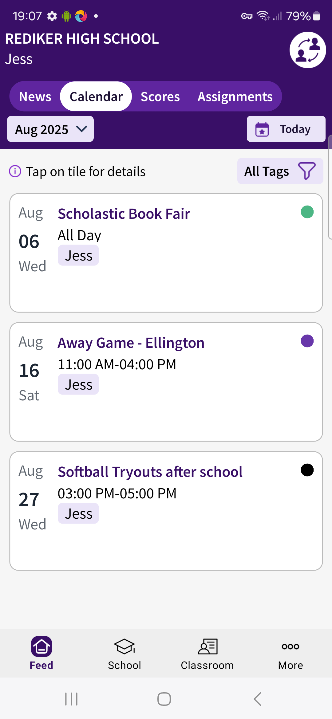 School Calendar Feed
