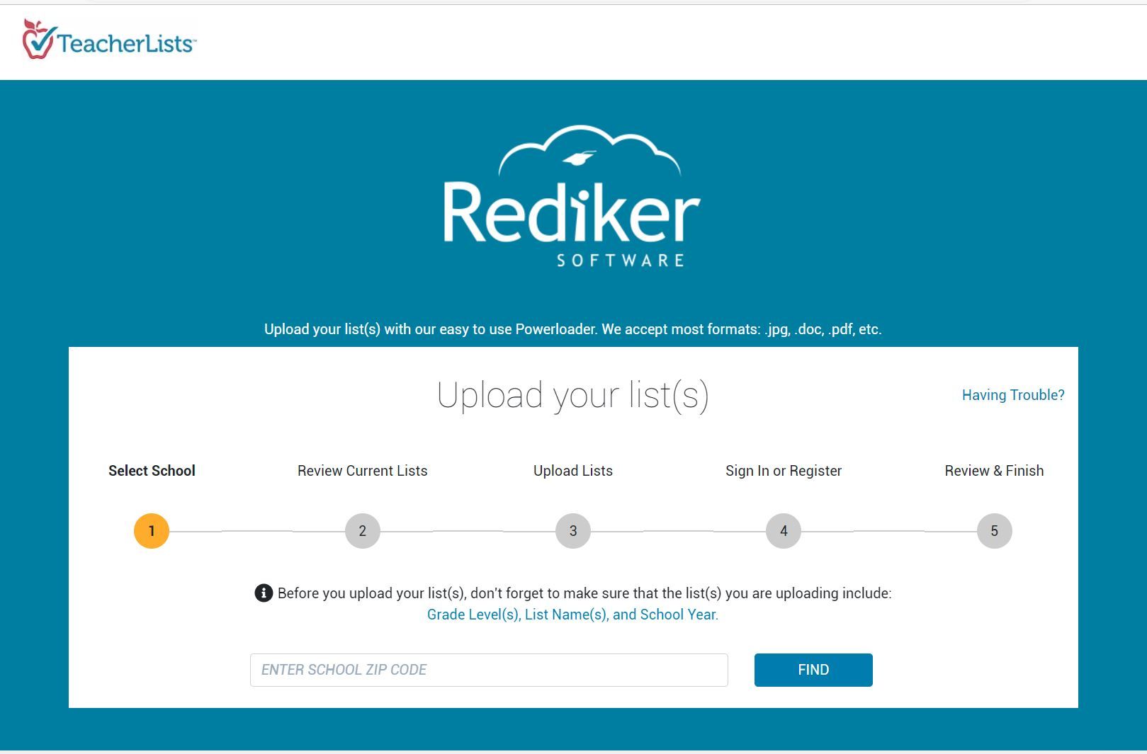 TeacherLists | PlusPortals - Rediker Powerloader