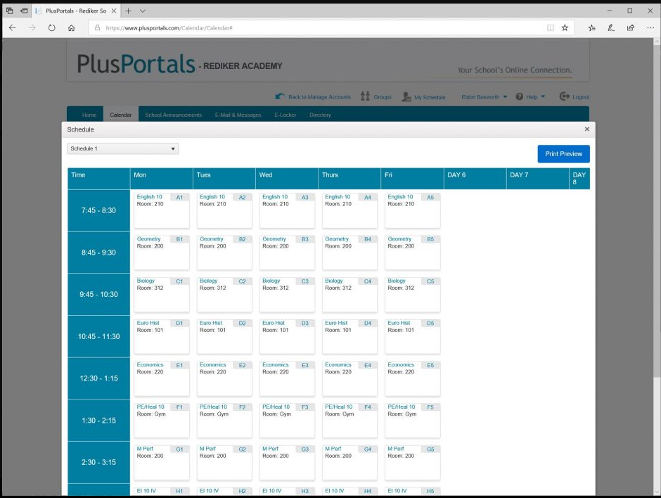PlusPortals - Schedules