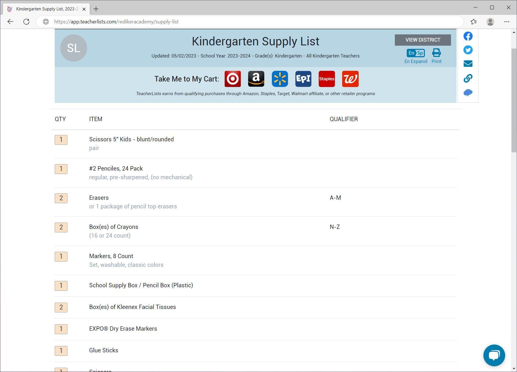 TeacherLists | PlusPortals - Digital School Supply Lists