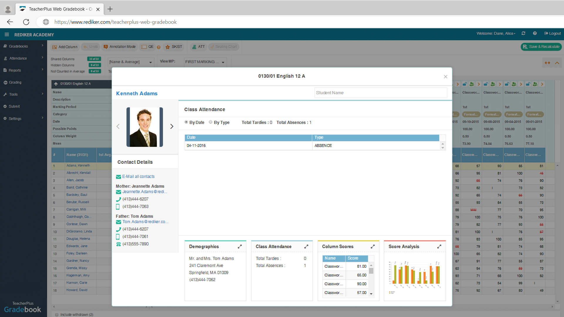 TeacherPlus Gradebook - Attendance Records