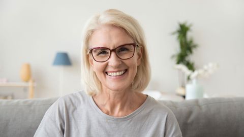 Smiling Old Woman with Eyeglasses — Sequim, WA — Sequim Advanced Dental, Dr. Brooksby