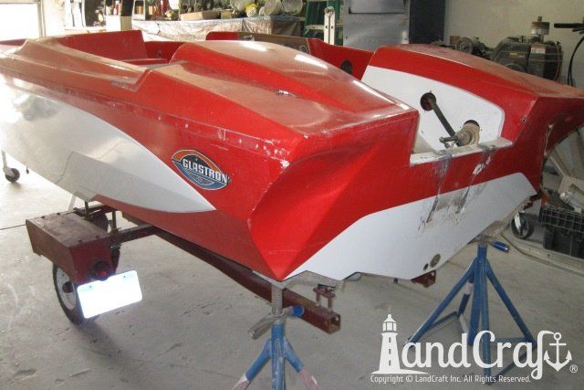 Glastron boat before restoration