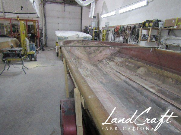 Spirit boat bottom hull structure gutted and in process of repair and restoration