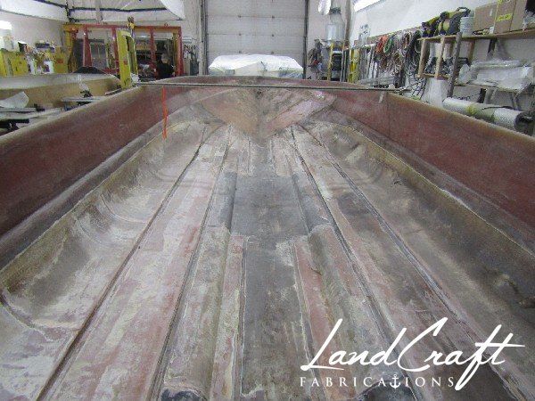 Spirit boat bottom hull structure gutted and in process of repair and restoration