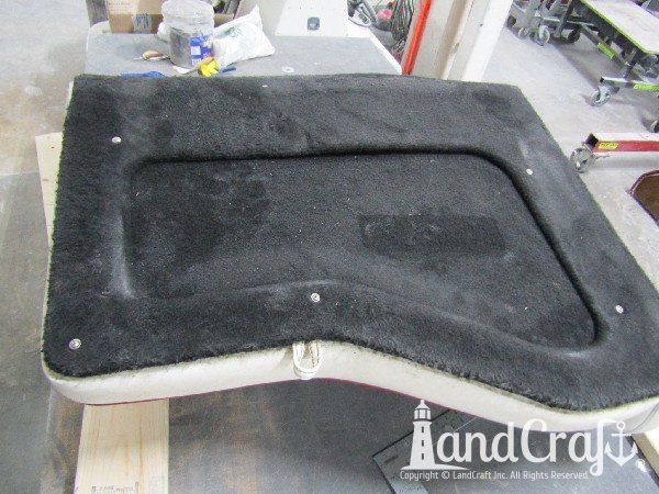 Sanger boat upholstery before restoration