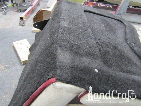 Sanger boat upholstery before restoration