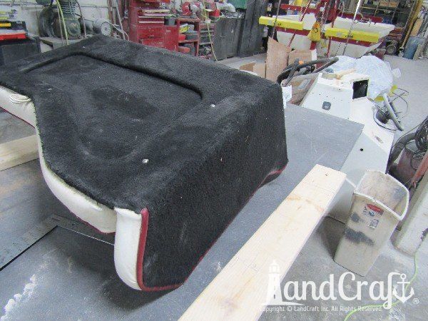 Sanger boat upholstery before restoration