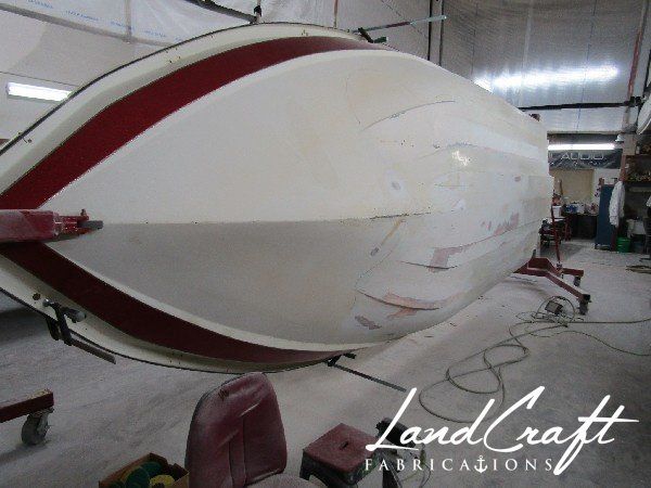 Spirit boat bottom hull structural interior reconstruction in process