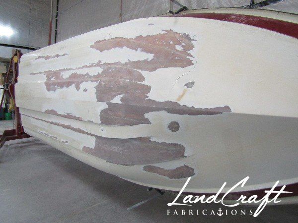 Spirit boat bottom hull structural interior reconstruction in process