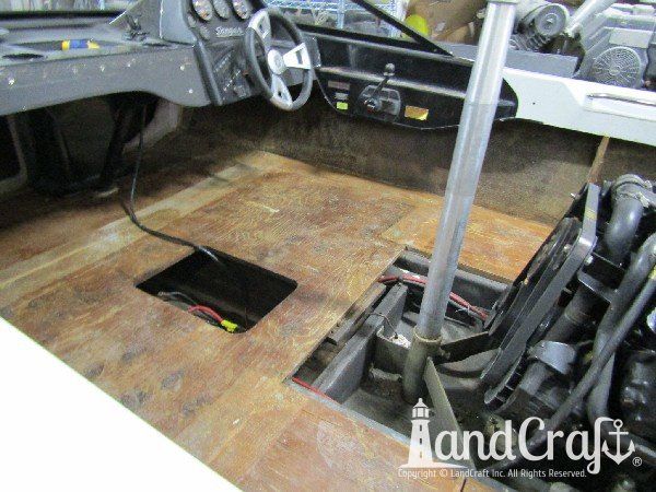 Sanger boat interior cleared and ready for restoration