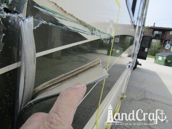 Country Coach motor coach with major rear end structural damage