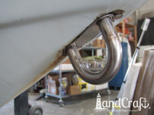 Sanger boat bow eye hook damage before repair