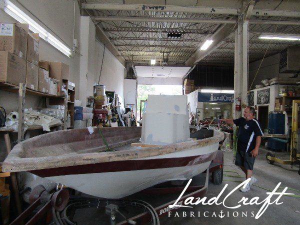 Spirit boat center console repair and custom fabrication in process