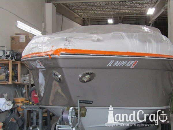 Crownline boat in the repair process