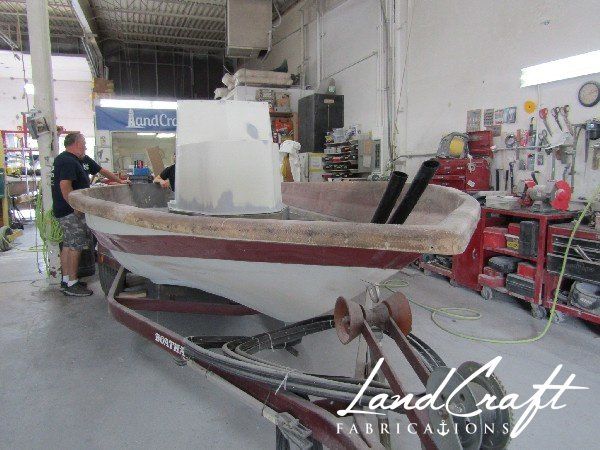 Spirit boat center console repair and custom fabrication in process