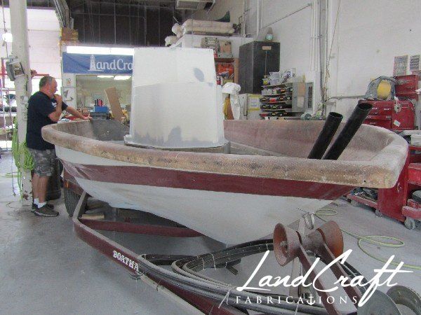 Spirit boat center console repair and custom fabrication in process
