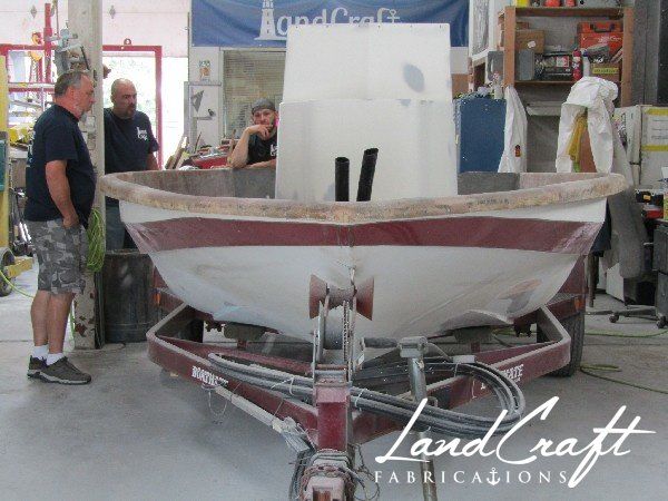 Spirit boat center console repair and custom fabrication in process