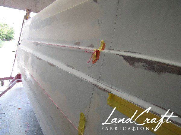 Spirit boat exterior gelcoat refinishing in process
