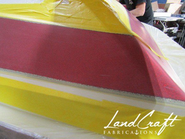 Spirit boat exterior gelcoat refinishing in process