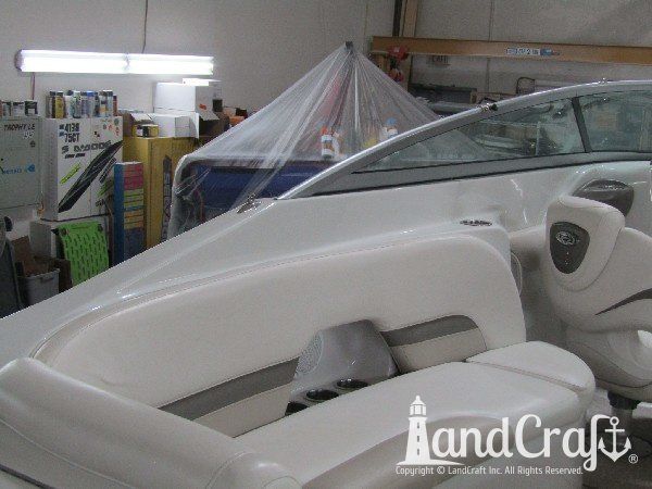 Completed Crownline boat structural fiberglass and gelcoat repairs