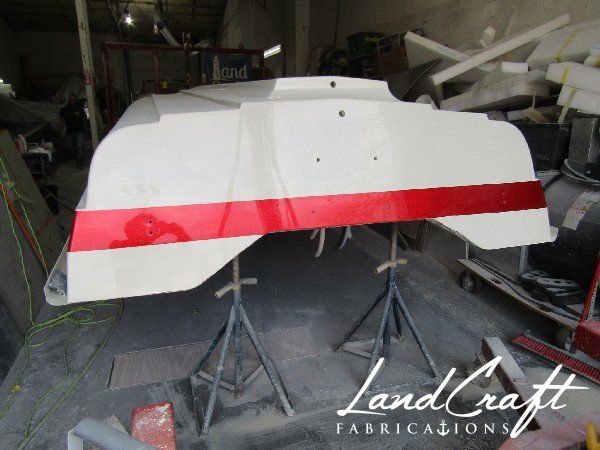 Spirit boat exterior gelcoat refinishing in process