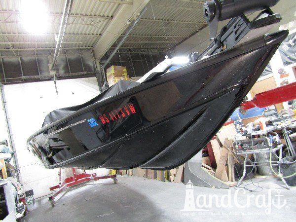 Picture of repaired and refinished bottom of an aluminum boat